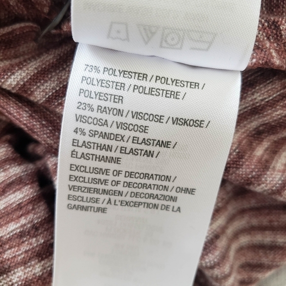 LOGO Lori Goldstein Women's XL Terracotta Striped Cardigan Button Up Lace Trim - Picture 6 of 8